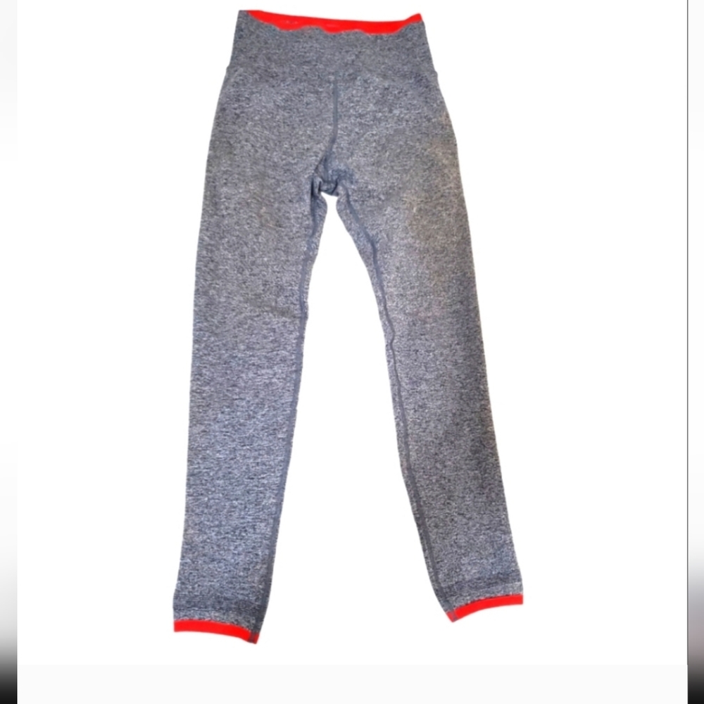 Athleta Andes High Rise Seamless Tight Gray with Red Trim| Size: S - Picture 1 of 12